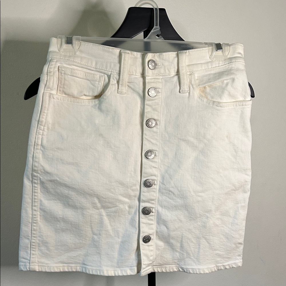 Madewell Off-White Stretch Denim Straight Mini Skirt Size 27